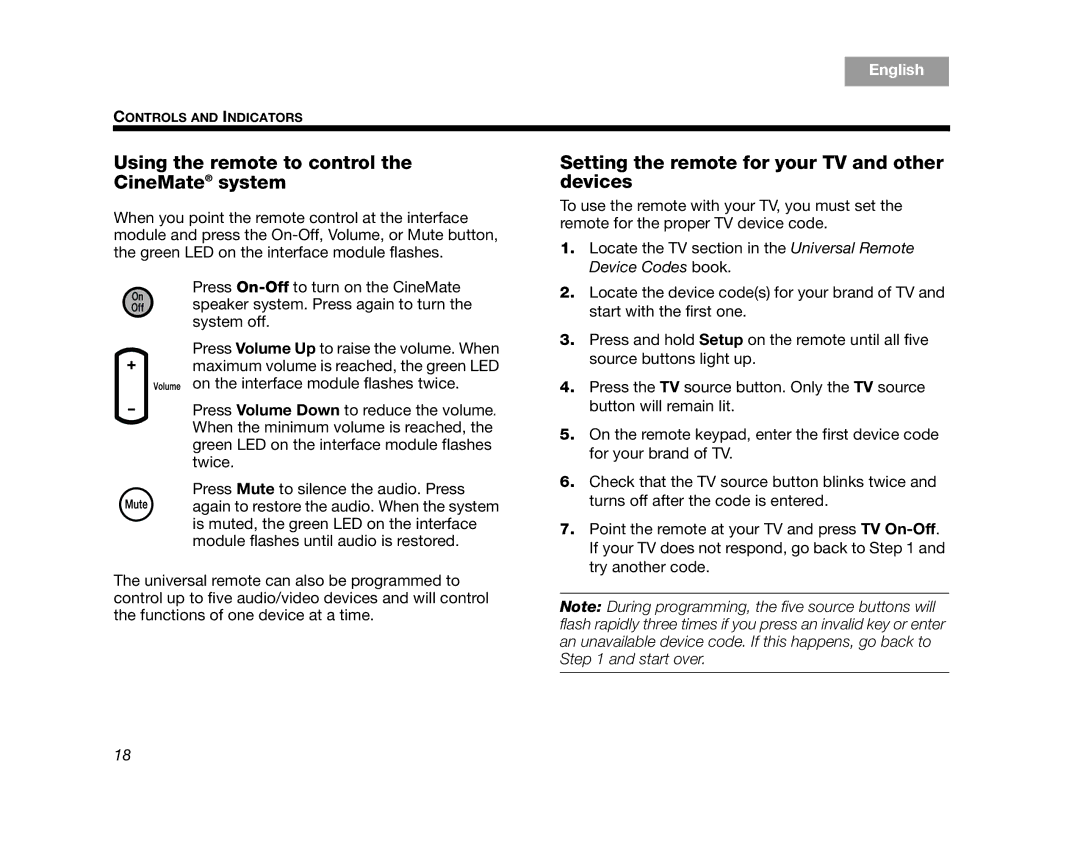 Bose 320573-1100 manual Setting the remote for your TV and other devices 