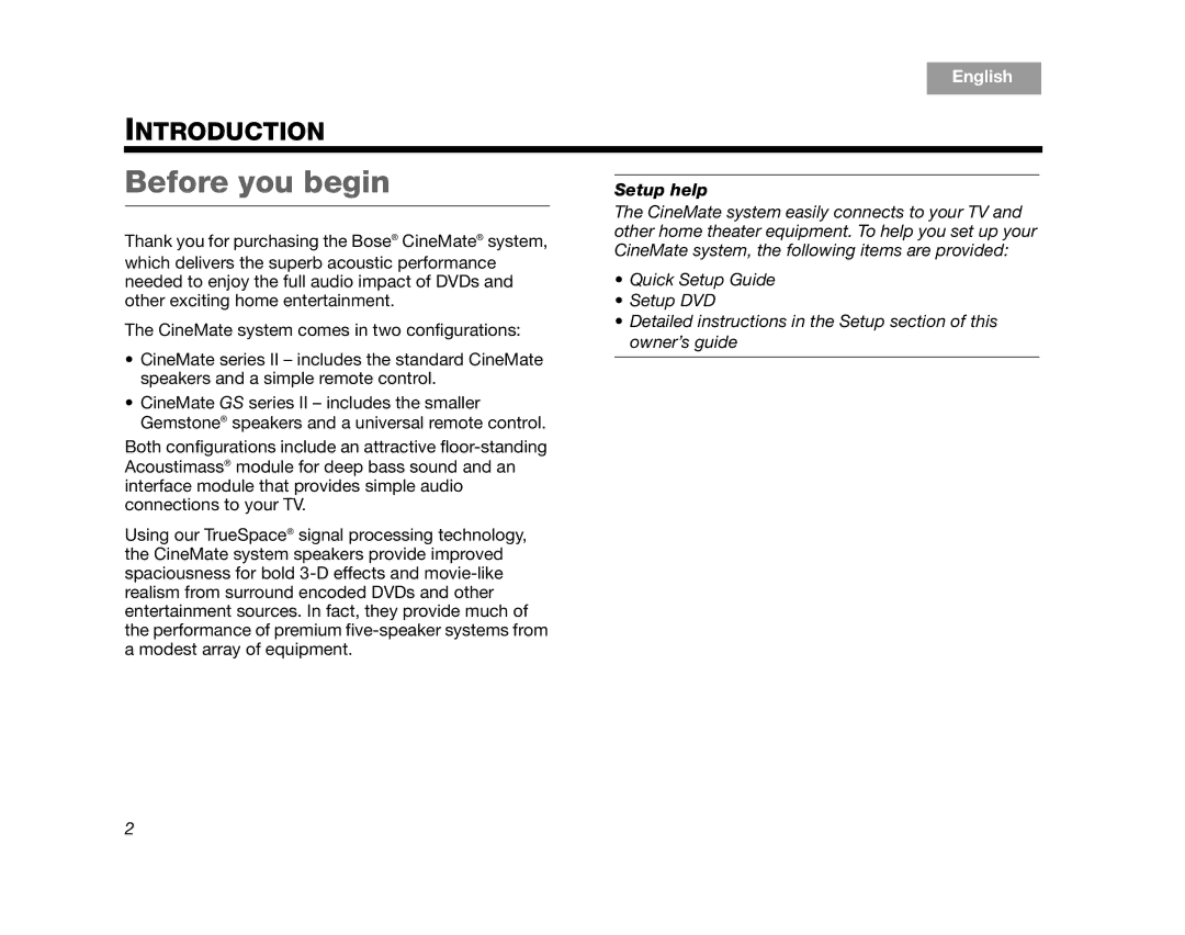 Bose 320573-1100 manual Before you begin, Setup help 