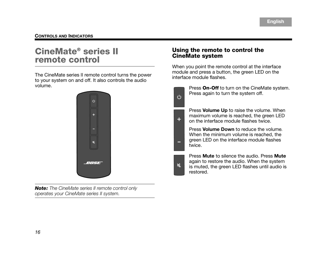 Bose 320573-1100 CineMate series II remote control, Using the remote to control the CineMate system, Svenska, Nederlands 