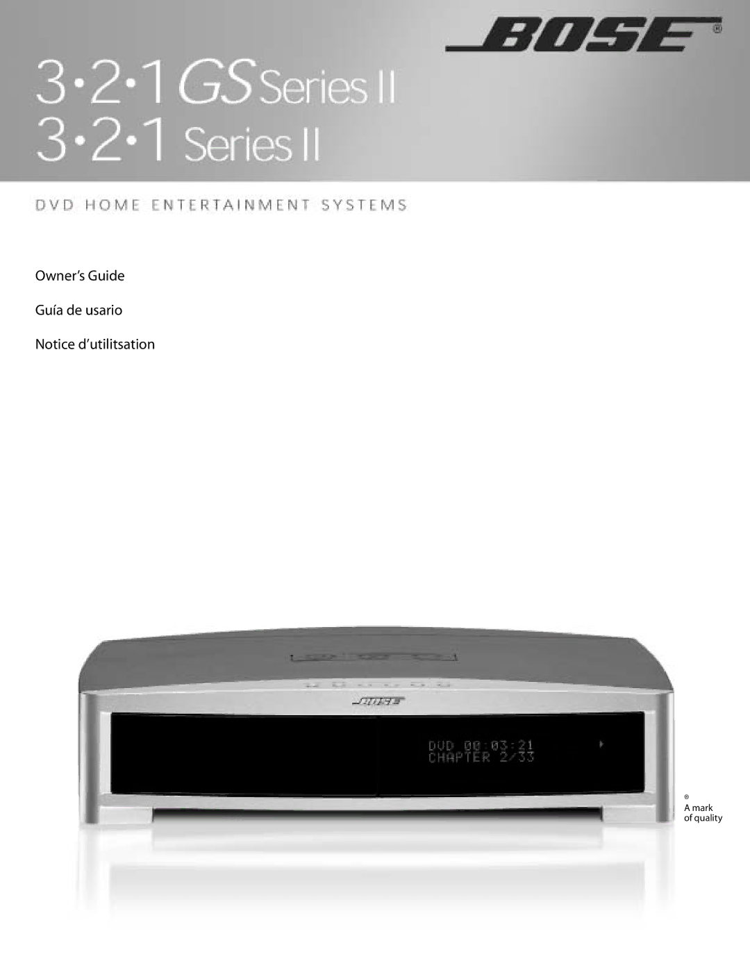 Bose 3.2.1 GS Series II, 3.2.1 Series II manual Owner’s Guide Guía de usario 