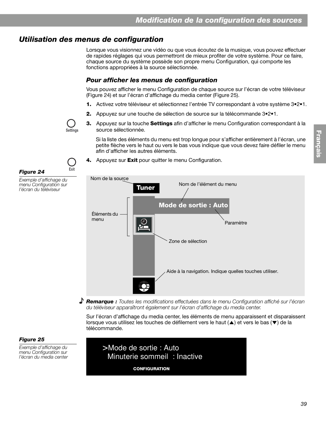 Bose 3.2.1 GS Series II, 3.2.1 Series II manual Modification de la configuration des sources 