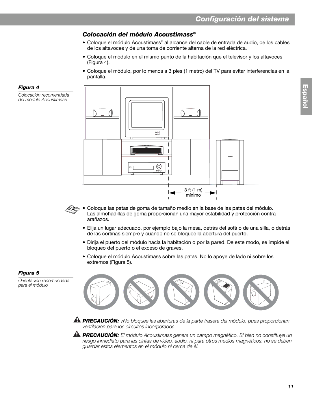 Bose 3.2.1 GS Series II, 3.2.1 Series II manual Colocación del módulo Acoustimass 