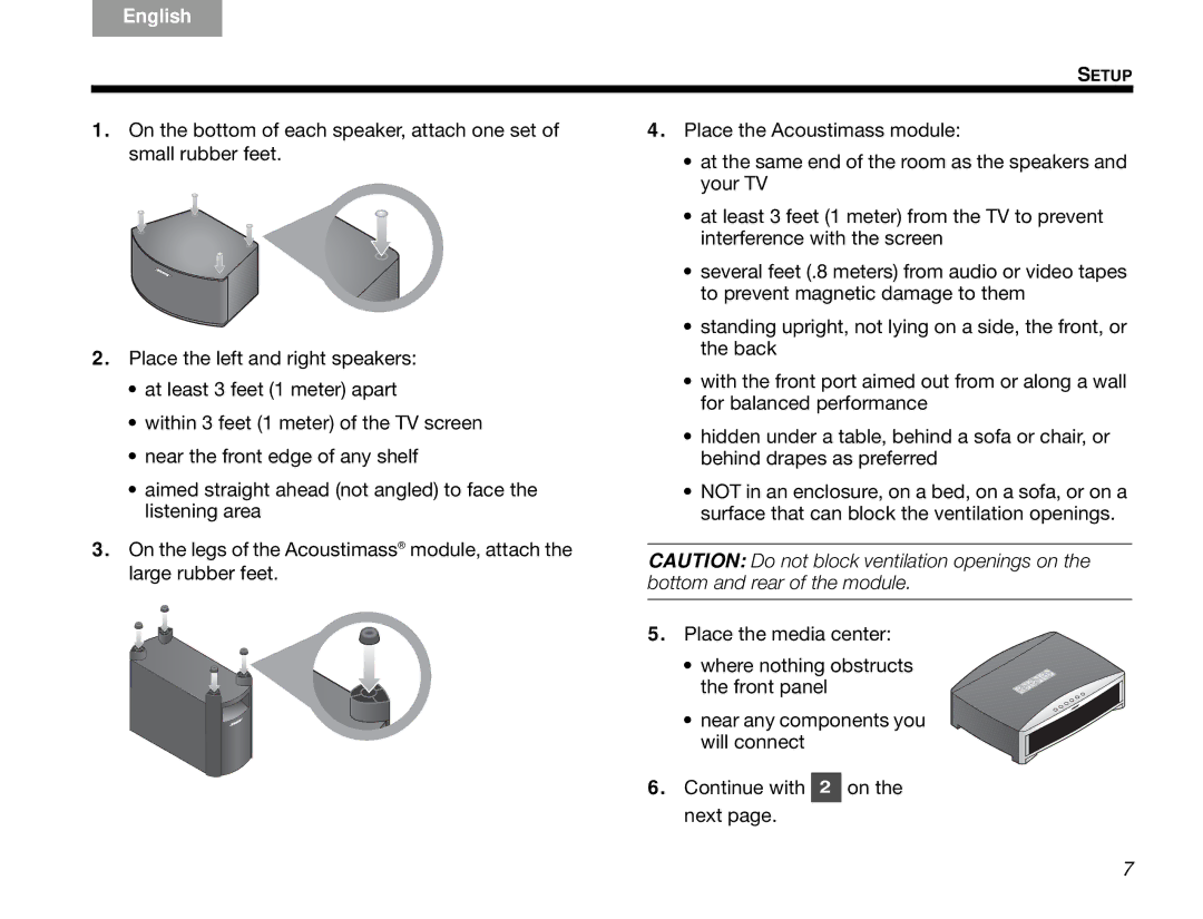 Bose 3.2.1 manual Setup 