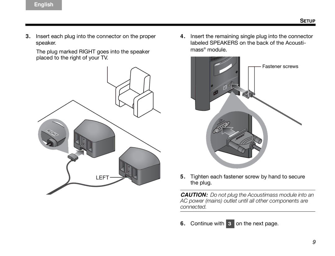 Bose 3.2.1 manual Fastener screws 