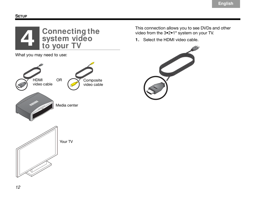 Bose 3.2.1 manual Connecting System video to your TV 