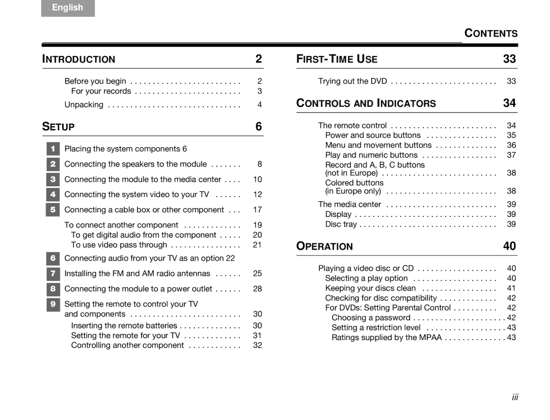 Bose 3.2.1 manual Contents Introduction 