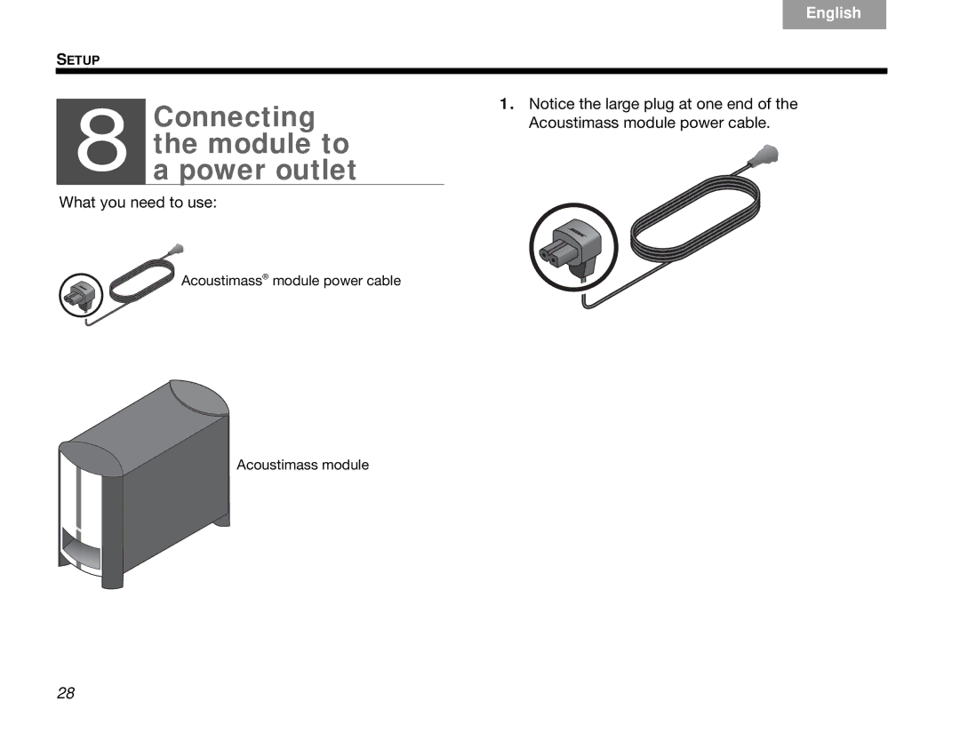 Bose 3.2.1 manual Connecting Module to a power outlet 