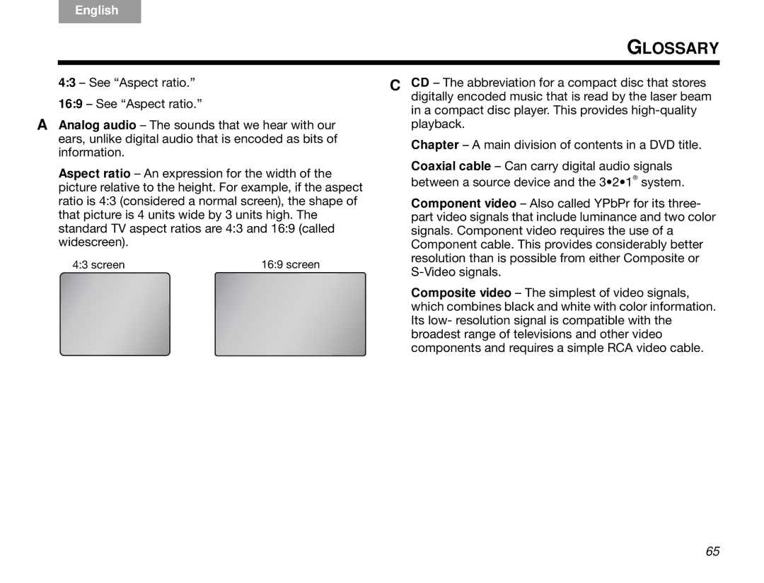 Bose 3.2.1 manual Glossary 