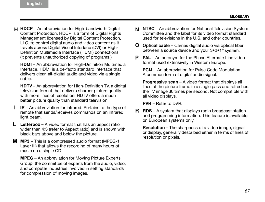 Bose 3.2.1 manual English DeutschEspañol FrançaisItliano Nederlands Svenska 