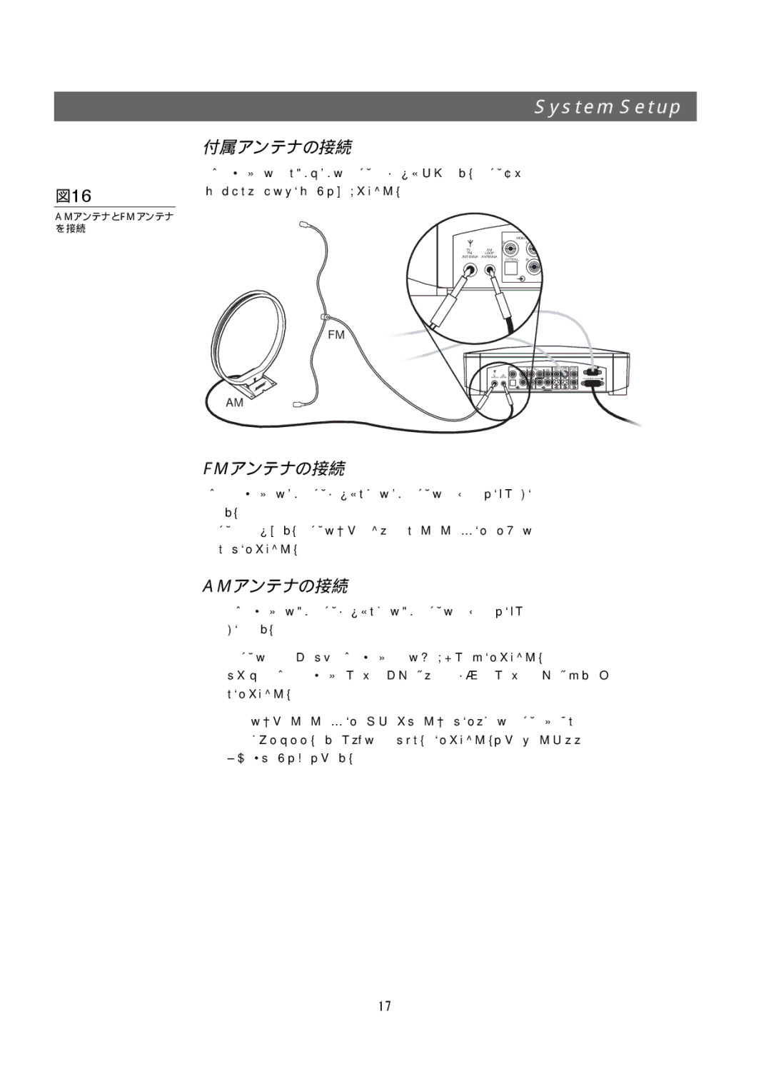 Bose 321GS owner manual 図16, 付属アンテナの接続, Fmアンテナの接続, Amアンテナの接続 