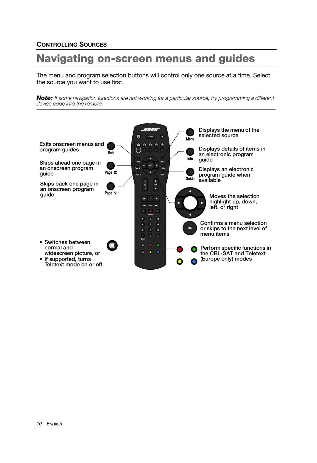 Bose 329198/1100 manual Navigating on-screen menus and guides 