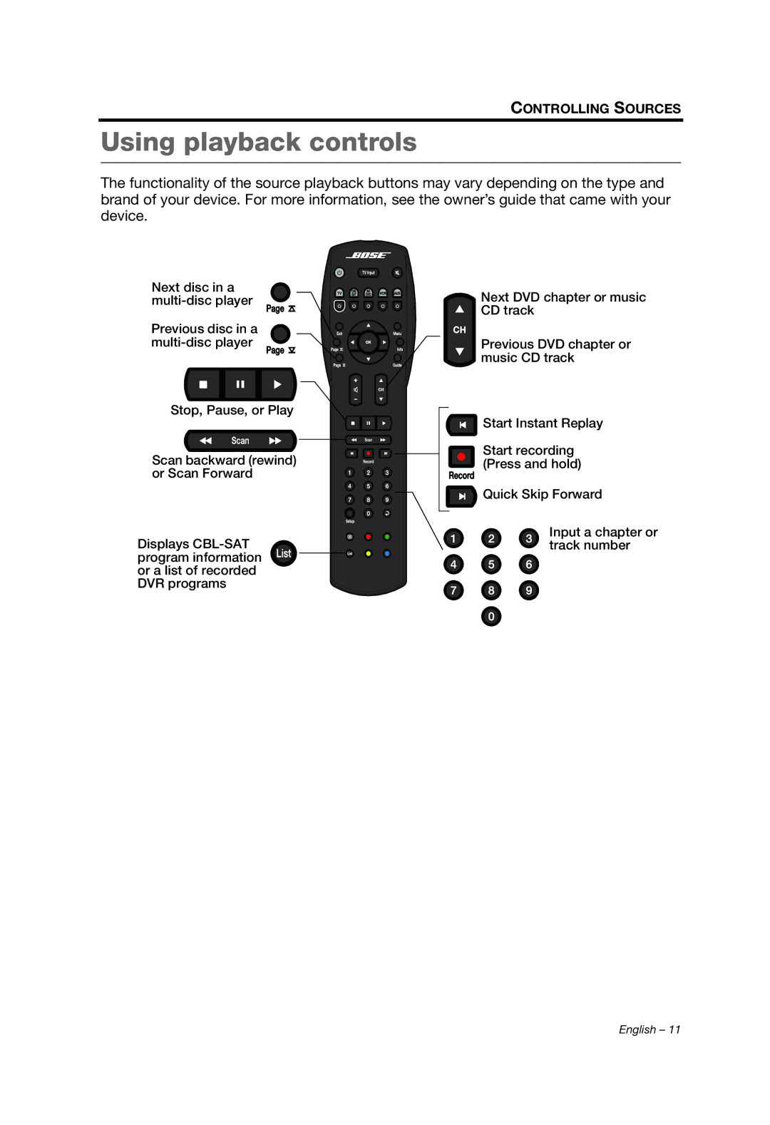 Bose 329198/1100 manual Using playback controls 