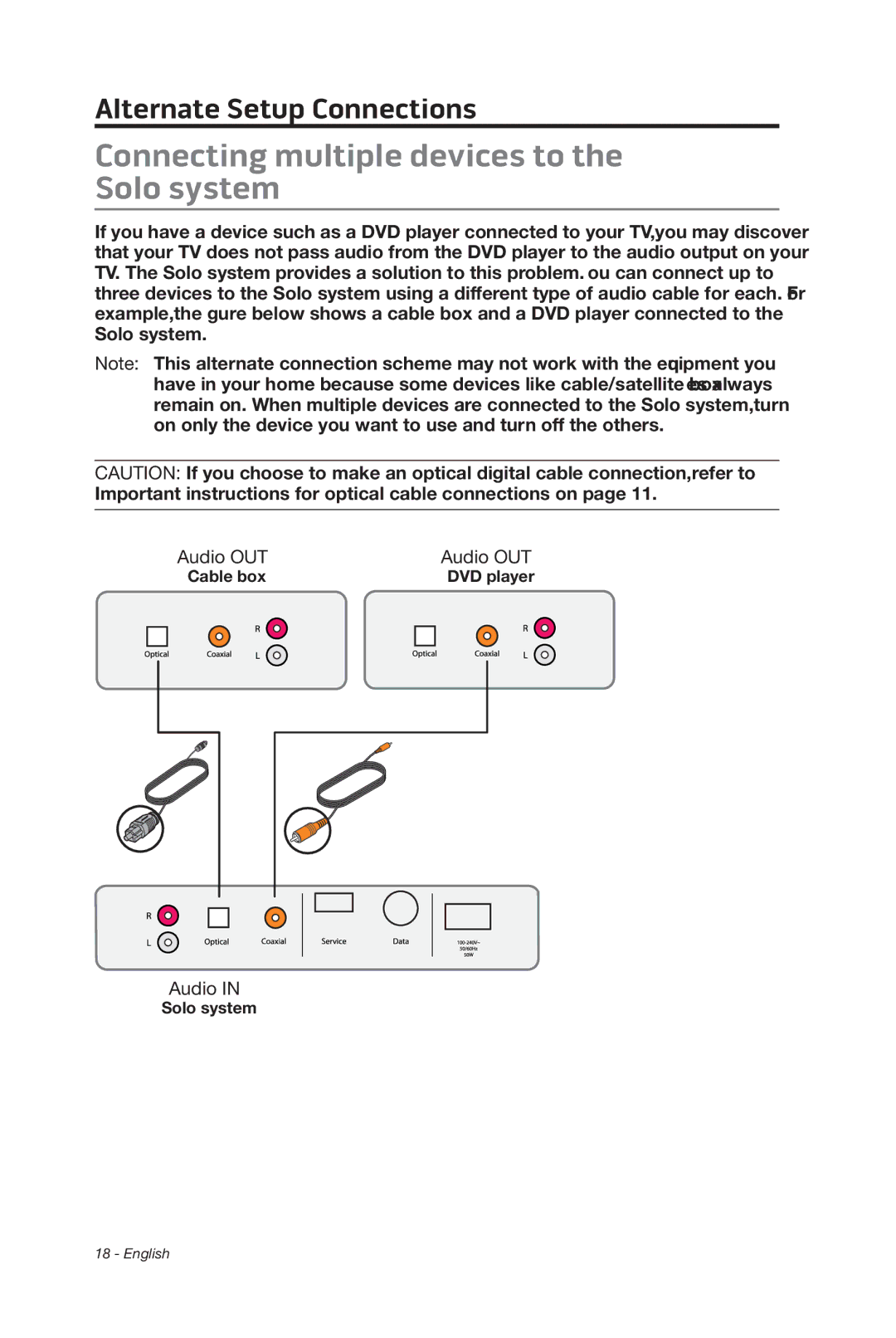 Bose 347205/1300 manual Connecting multiple devices to the Solo system 