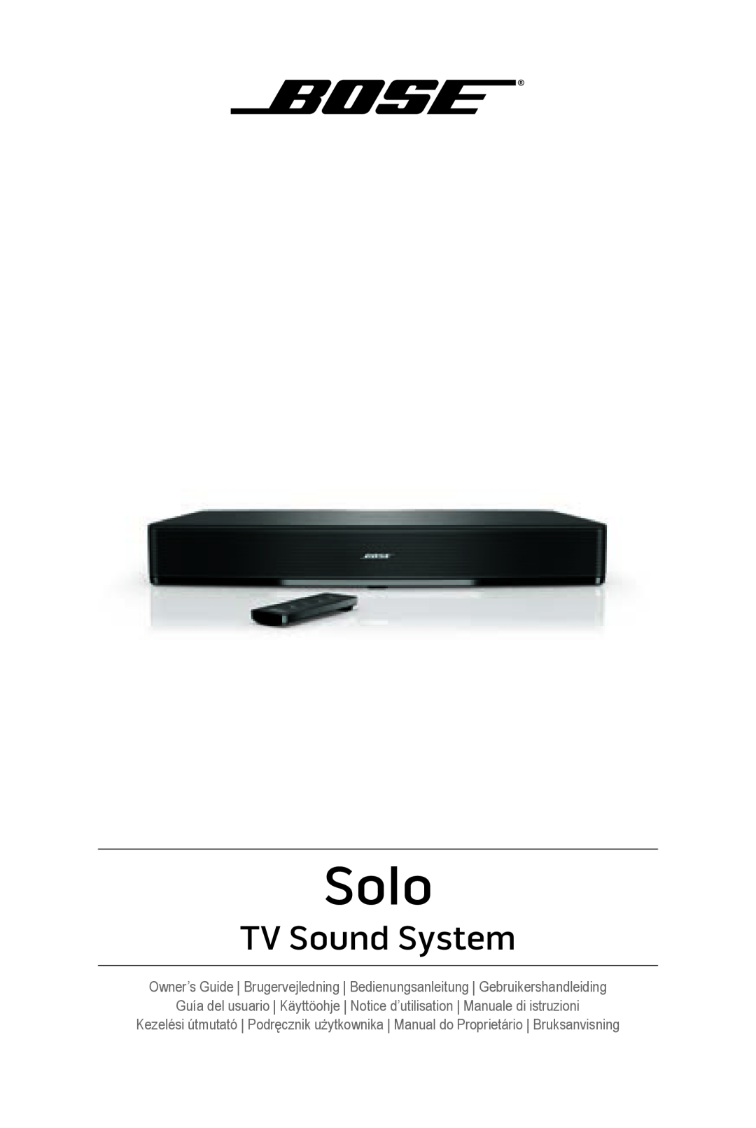 Bose 347205/1300 manual Solo, TV Sound System 