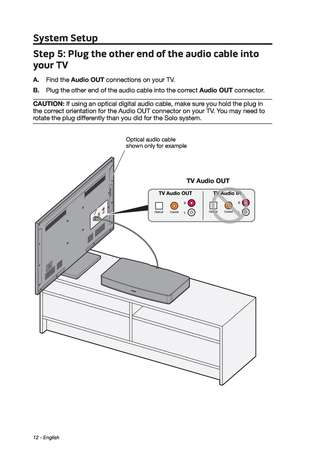 Bose 347205/1300 manual System Setup, TV Audio OUT 