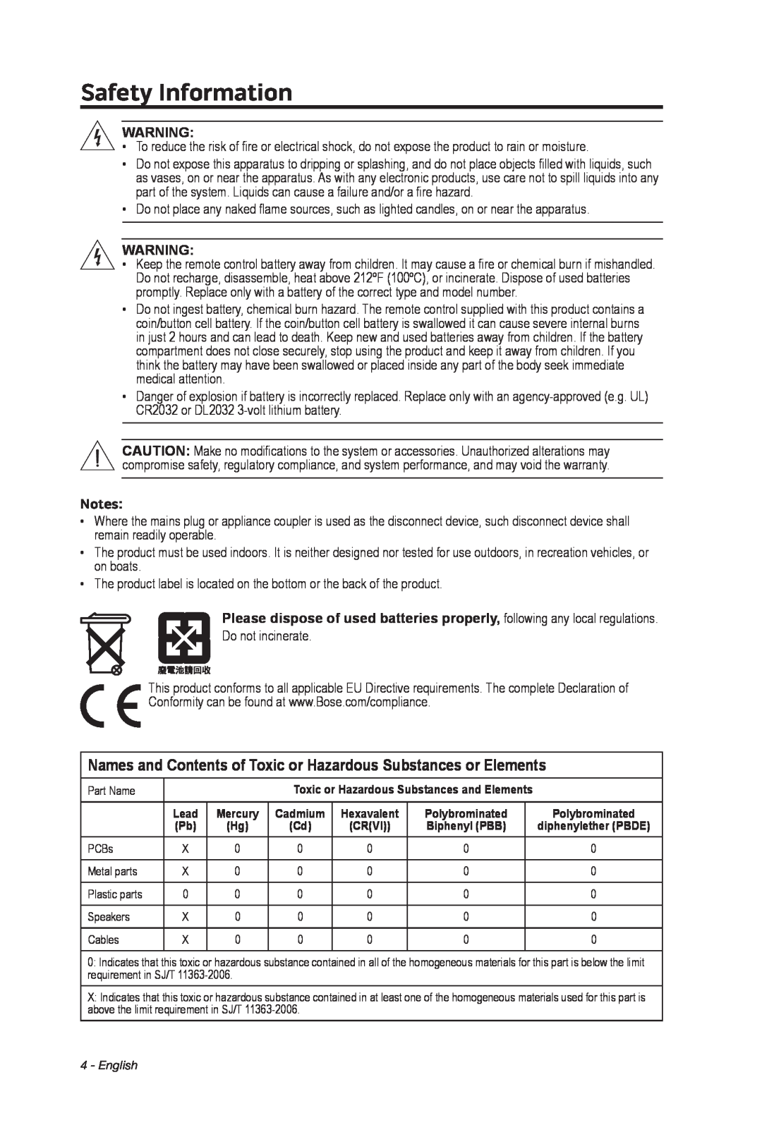 Bose 347205/1300 manual Safety Information 