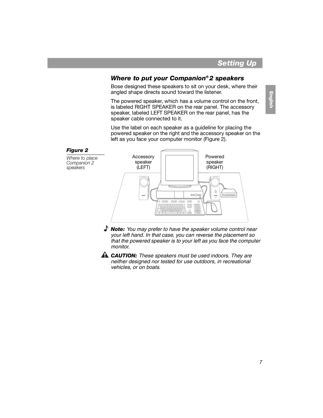 Bose 354495-1100 manual WhereSetting Upto put your Companion 2 speakers 