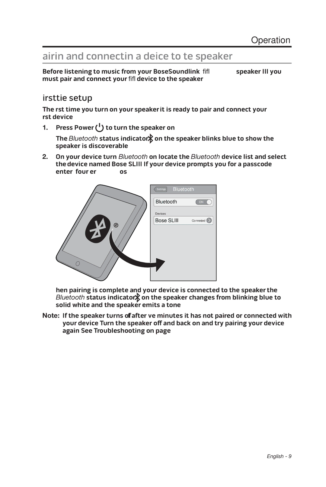 Bose 369946/1300 manual Pairing and connecting a device to the speaker, First-time setup 