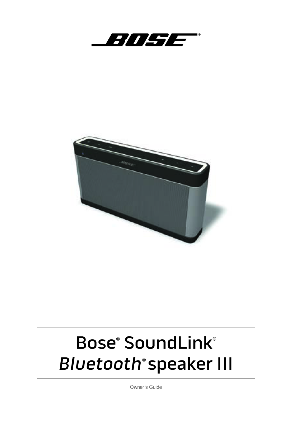 Bose 369946/1300 manual Bose SoundLink ­Bluetooth speaker, Owner’s Guide 