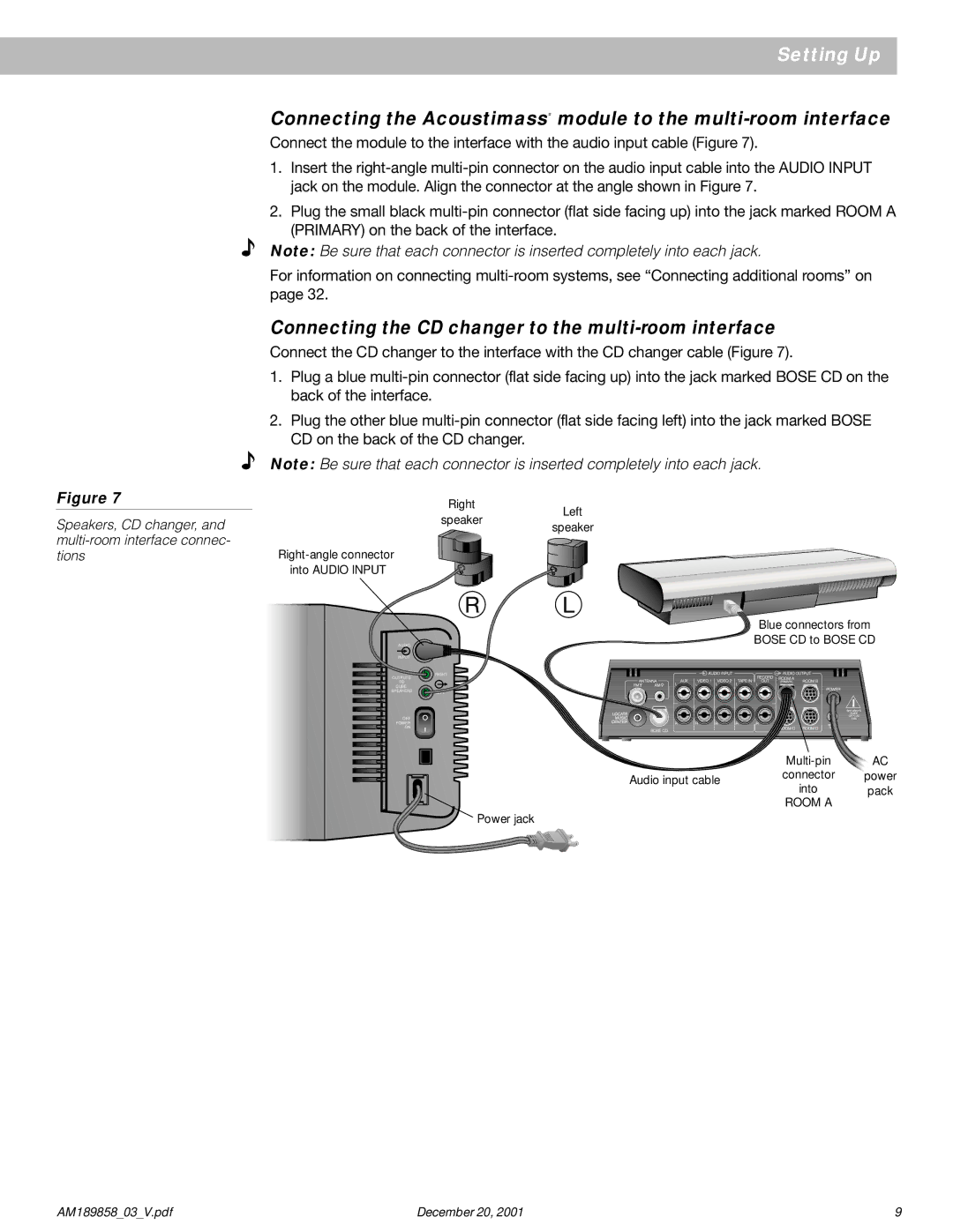 Bose 40 manual Connecting the CD changer to the multi-room interface 