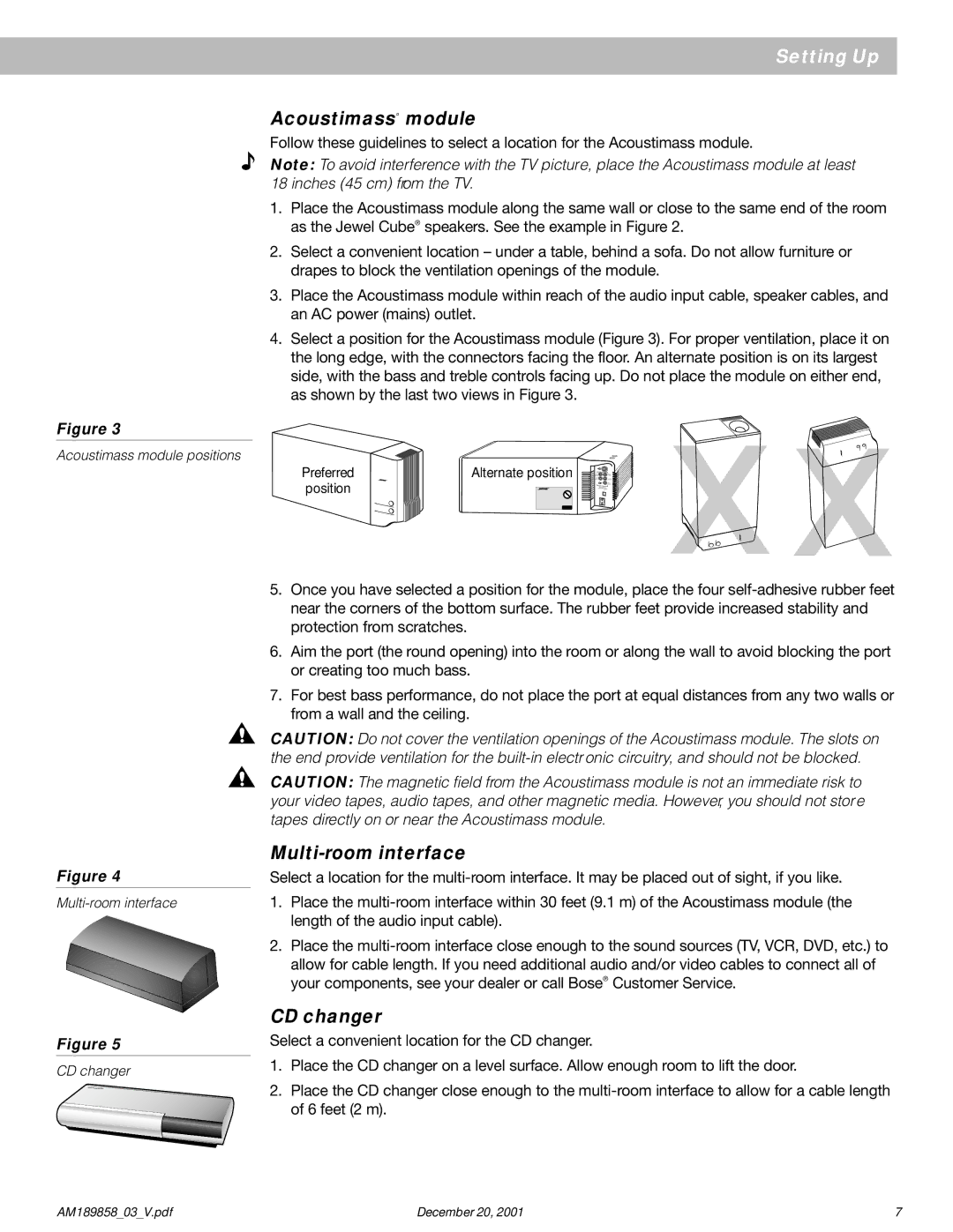 Bose 40 manual Acoustimass module, Multi-room interface, CD changer 