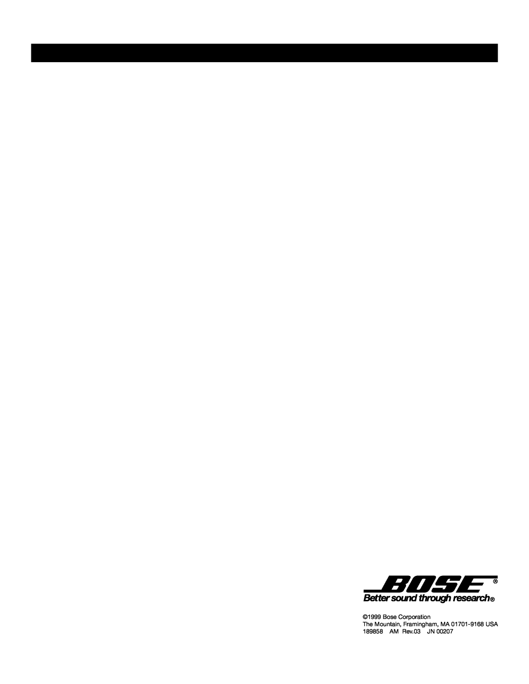 Bose 40 manual Bose Corporation, The Mountain, Framingham, MA 01701-9168USA, AM Rev.03 JN 
