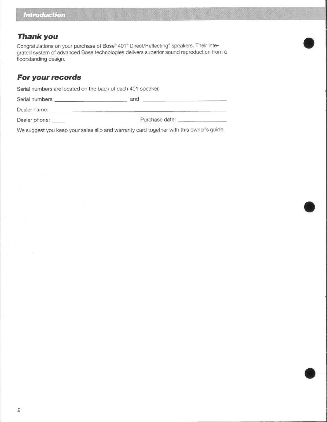 Bose 401 manual 
