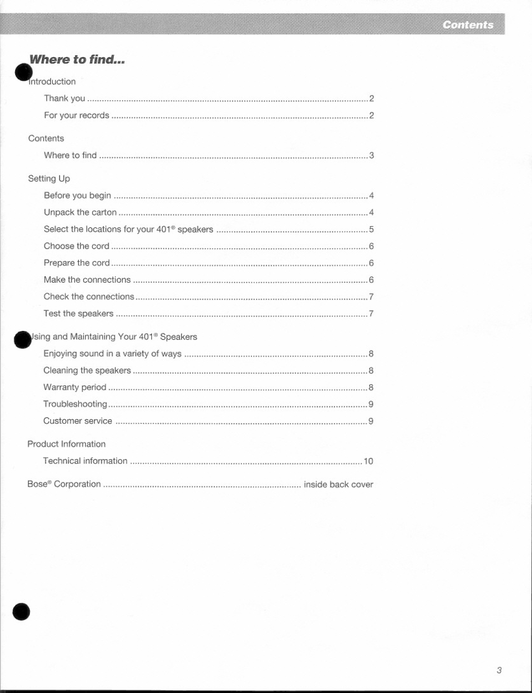 Bose 401 manual 