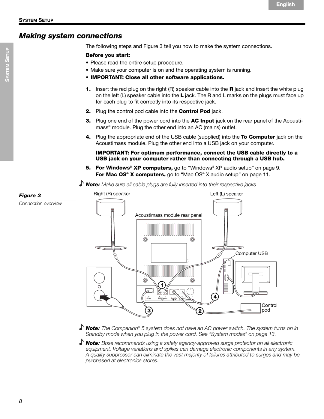 Bose 40326, Companion (R) 5 manual Making system connections, Before you start 