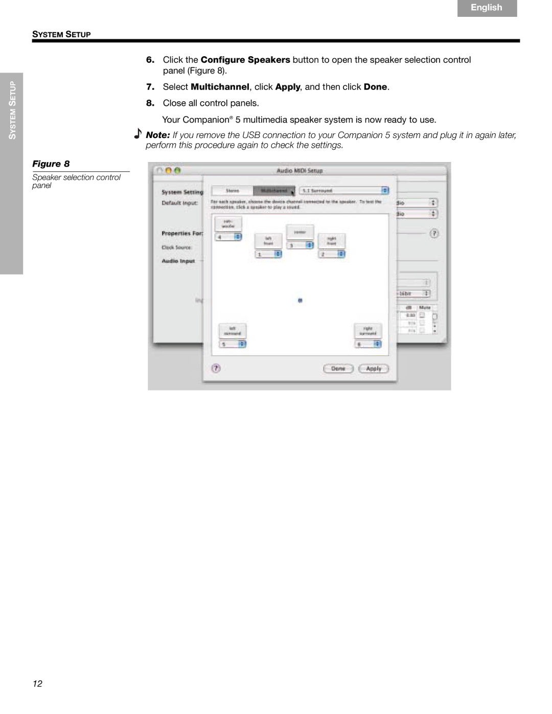 Bose 40326, Companion (R) 5 manual Speaker selection control panel 