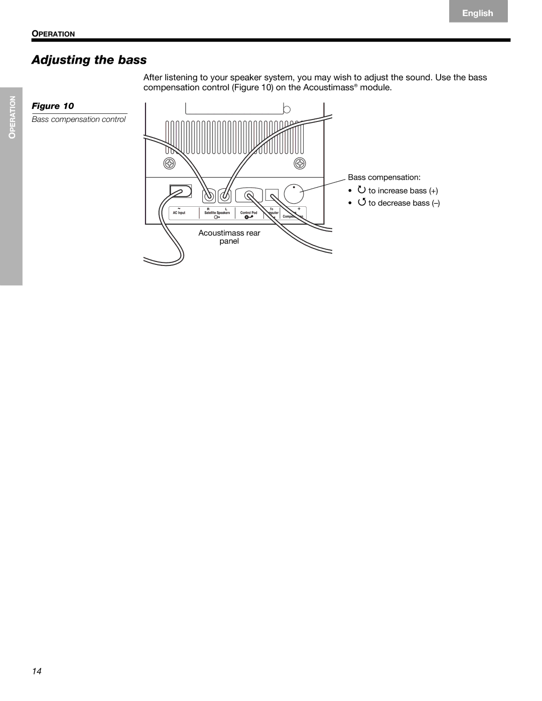 Bose 40326, Companion (R) 5 manual Adjusting the bass 