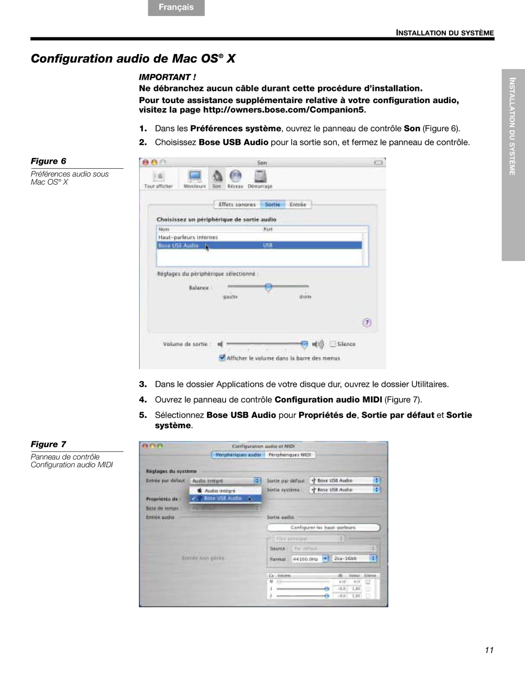 Bose Companion (R) 5, 40326 manual Configuration audio de Mac OS 