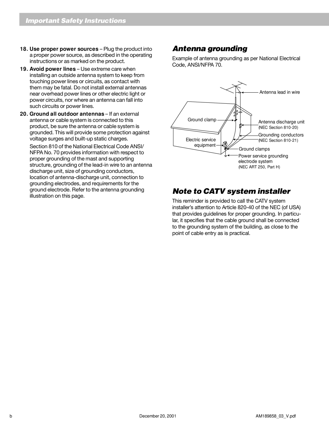 Bose 5 manual Antenna grounding 