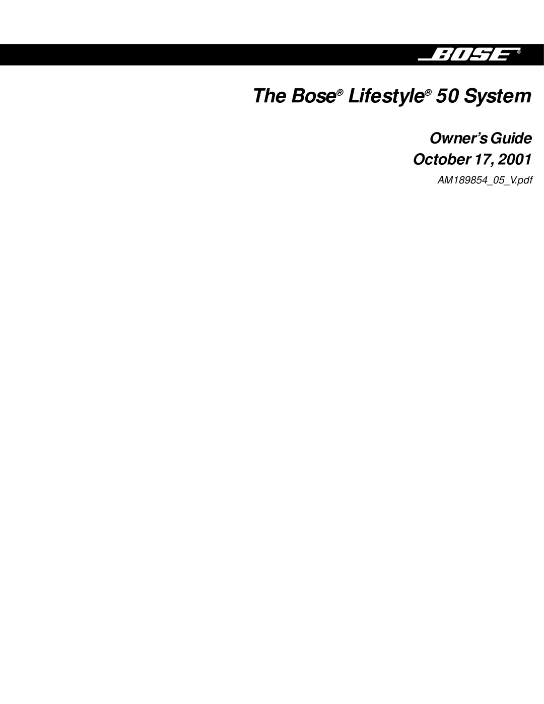 Bose manual Bose Lifestyle 50 System 