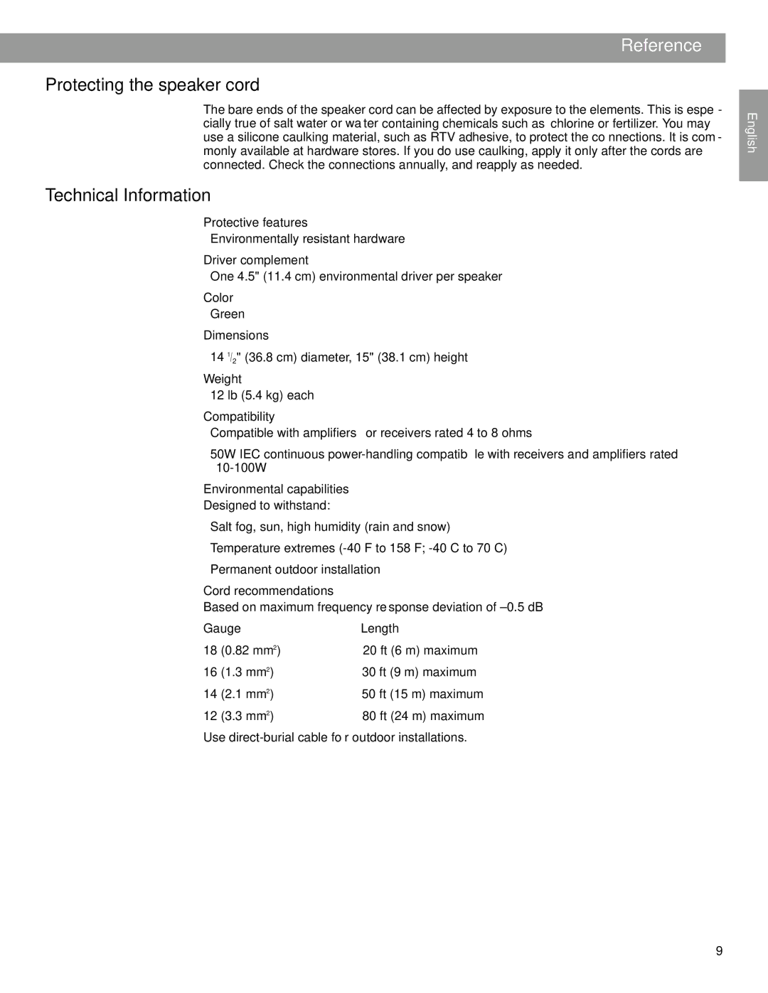 Bose 51 manual Protecting the speaker cord, Technical Information 