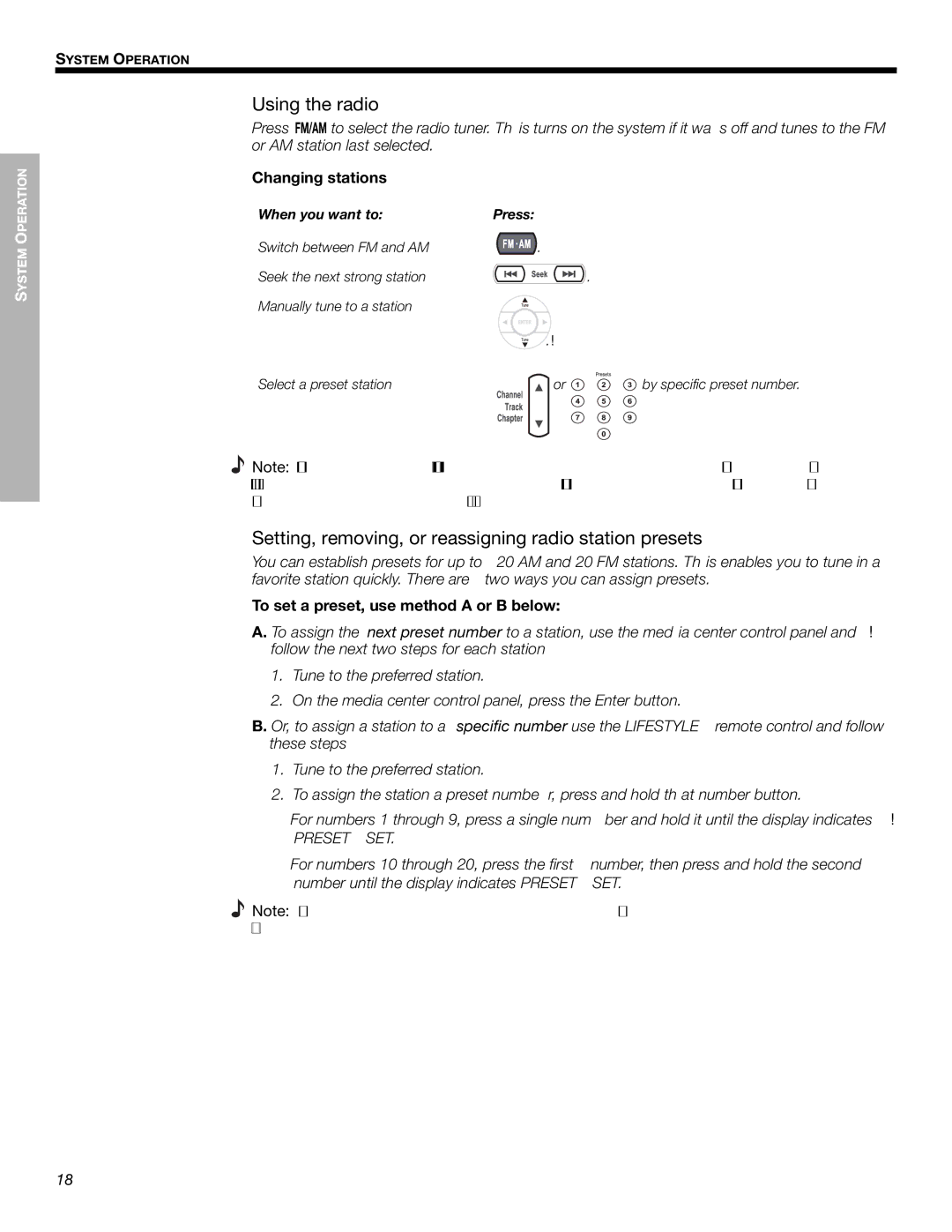 Bose 525p manual Using the radio, Setting, removing, or reassigning radio station presets, Changing stations 