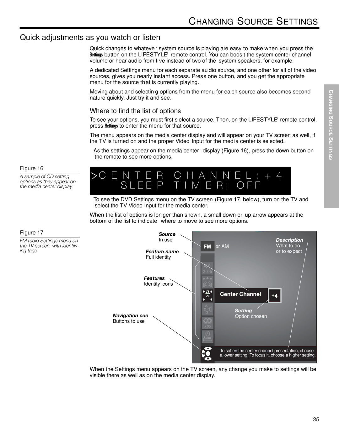 Bose 525p manual Quick adjustments as you watch or listen, Where to find the list of options 