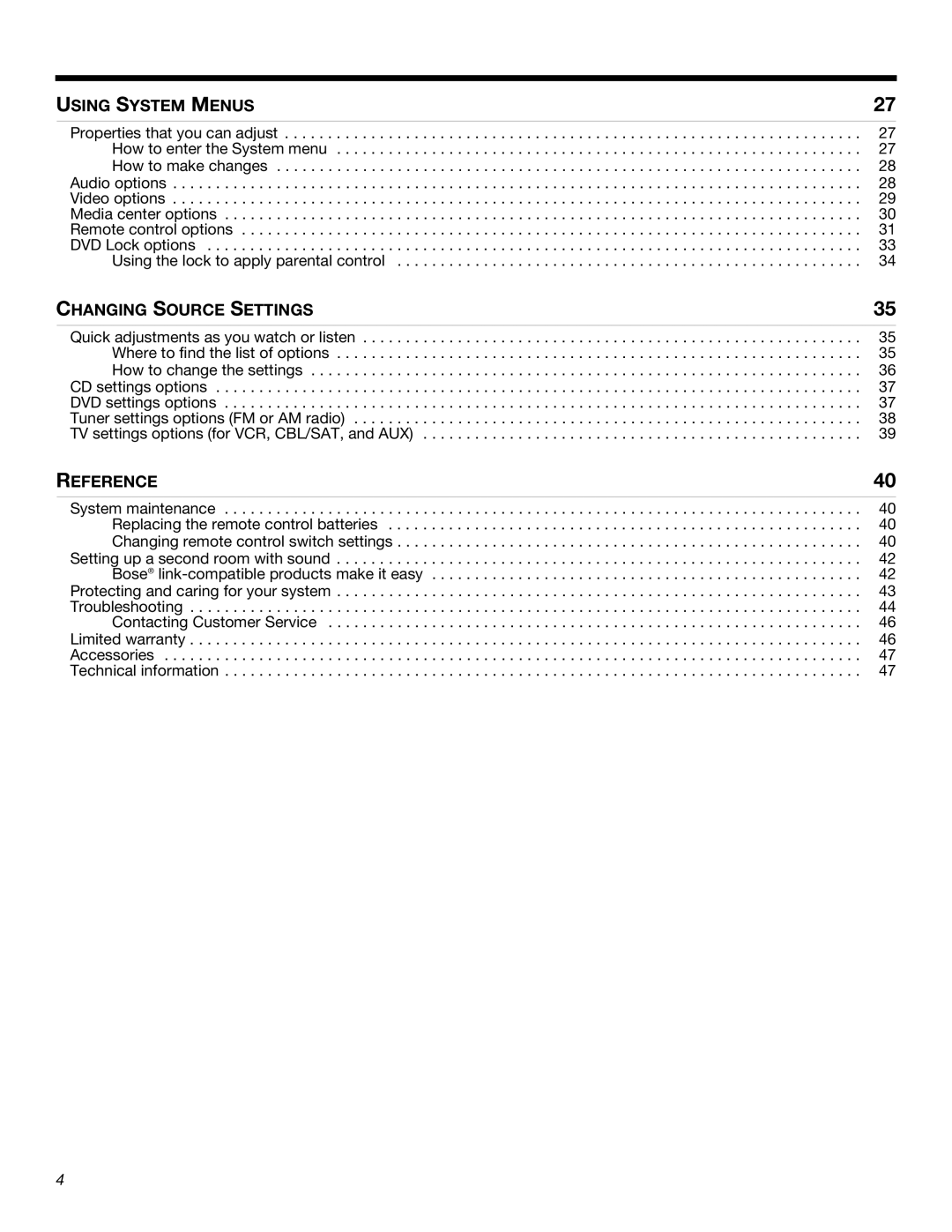 Bose 525p manual Using System Menus 