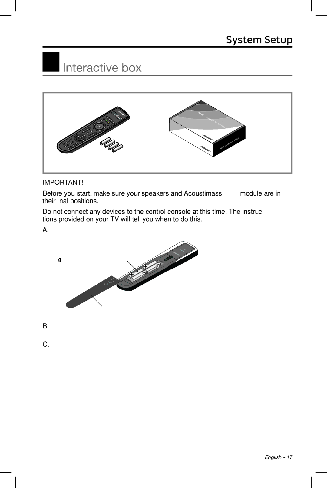 Bose 520, 535, 525, 510 setup guide Interactive box 