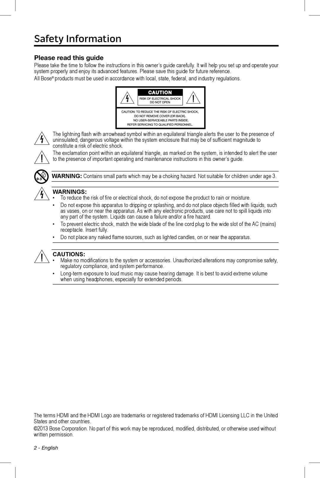 Bose 525, 535, 520, 510 setup guide Safety Information, Please read this guide 