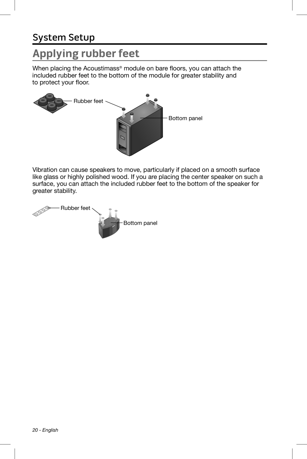 Bose 535, 520, 525, 510 setup guide Applying rubber feet 