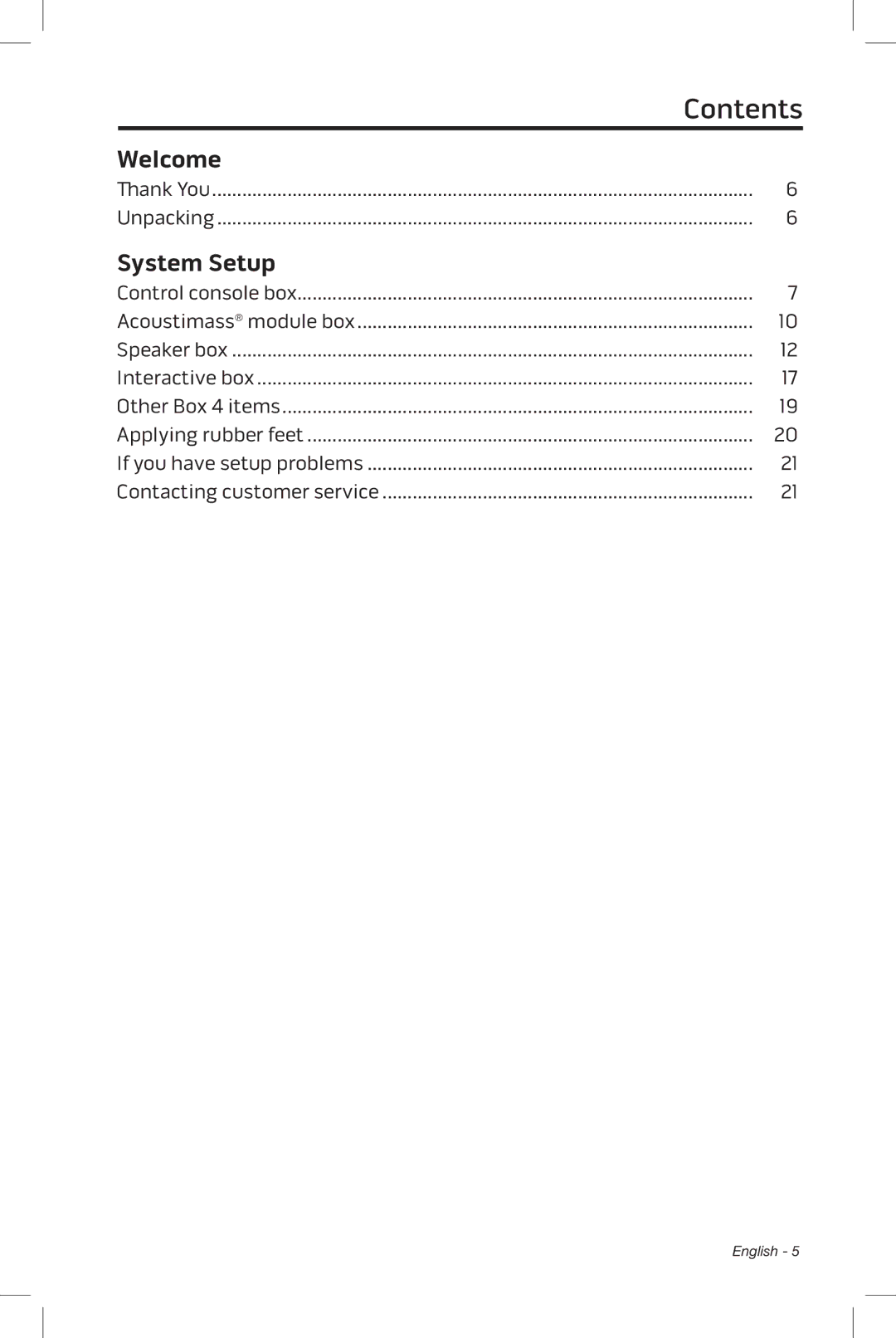 Bose 520, 535, 525, 510 setup guide Contents 