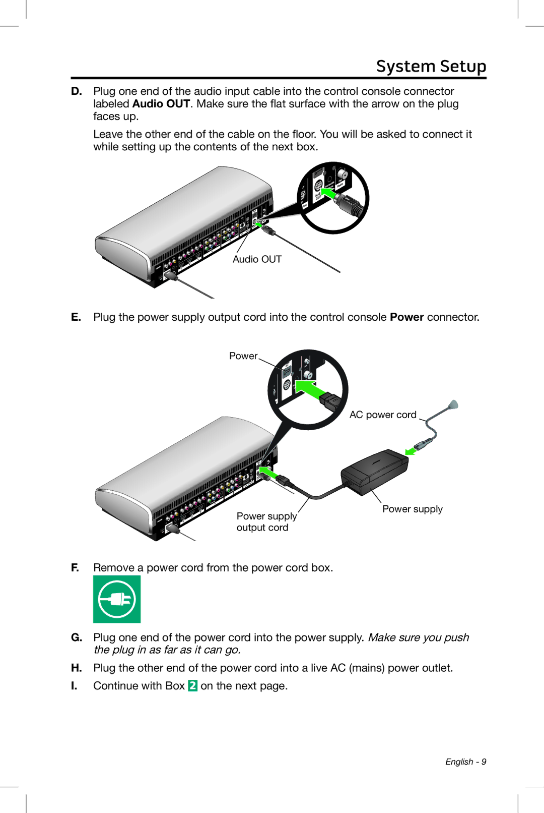 Bose 520, 535, 525, 510 setup guide Audio OUT 