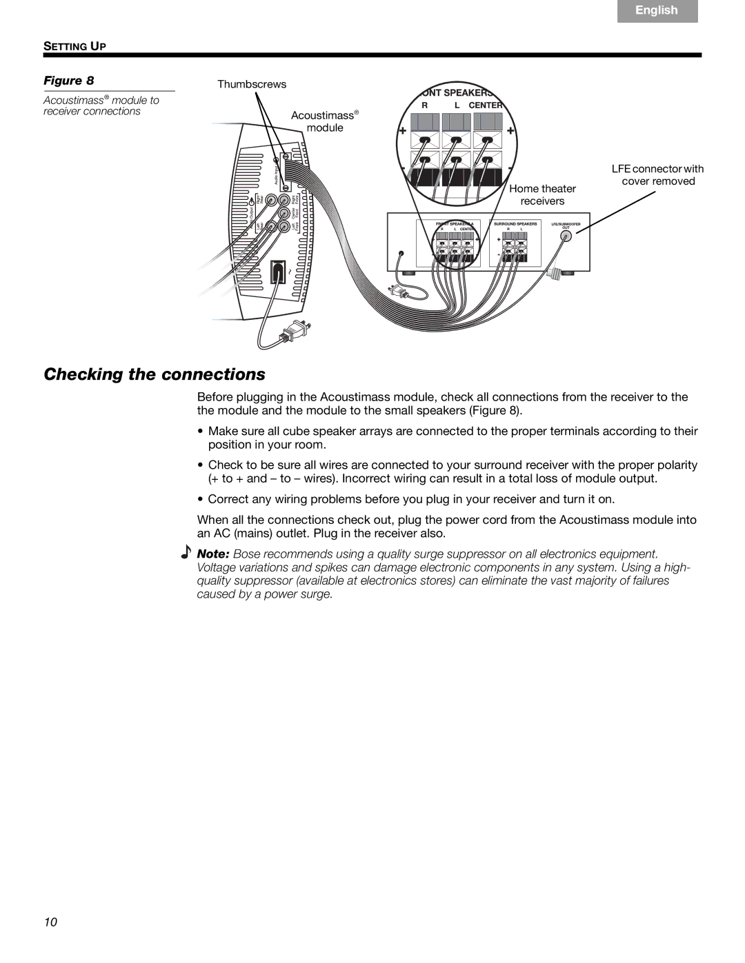 Bose 6 SERIES III, 10 Series IV manual Checking the connections 