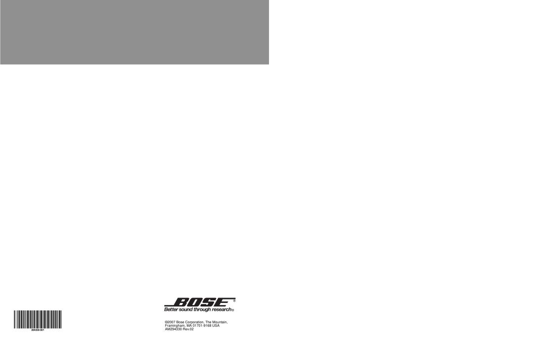 Bose 6 SERIES III, 10 Series IV manual Bose Corporation, The Mountain, Framingham, MA 01701-9168USA AM294330 Rev.02 