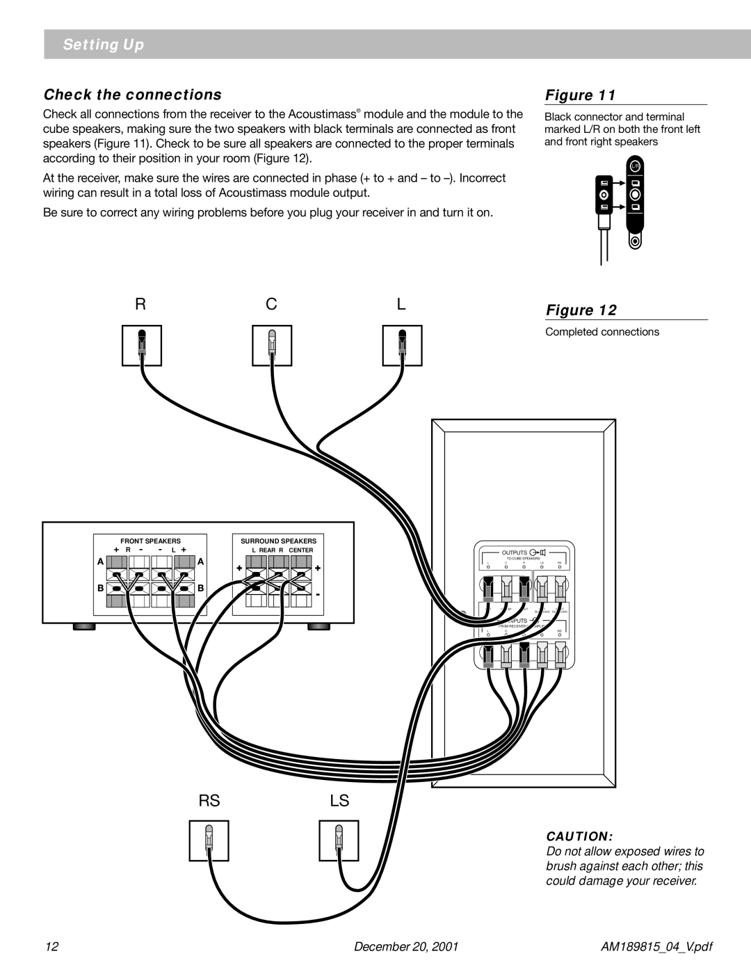 Bose 6 manual Rcl, Check the connections 