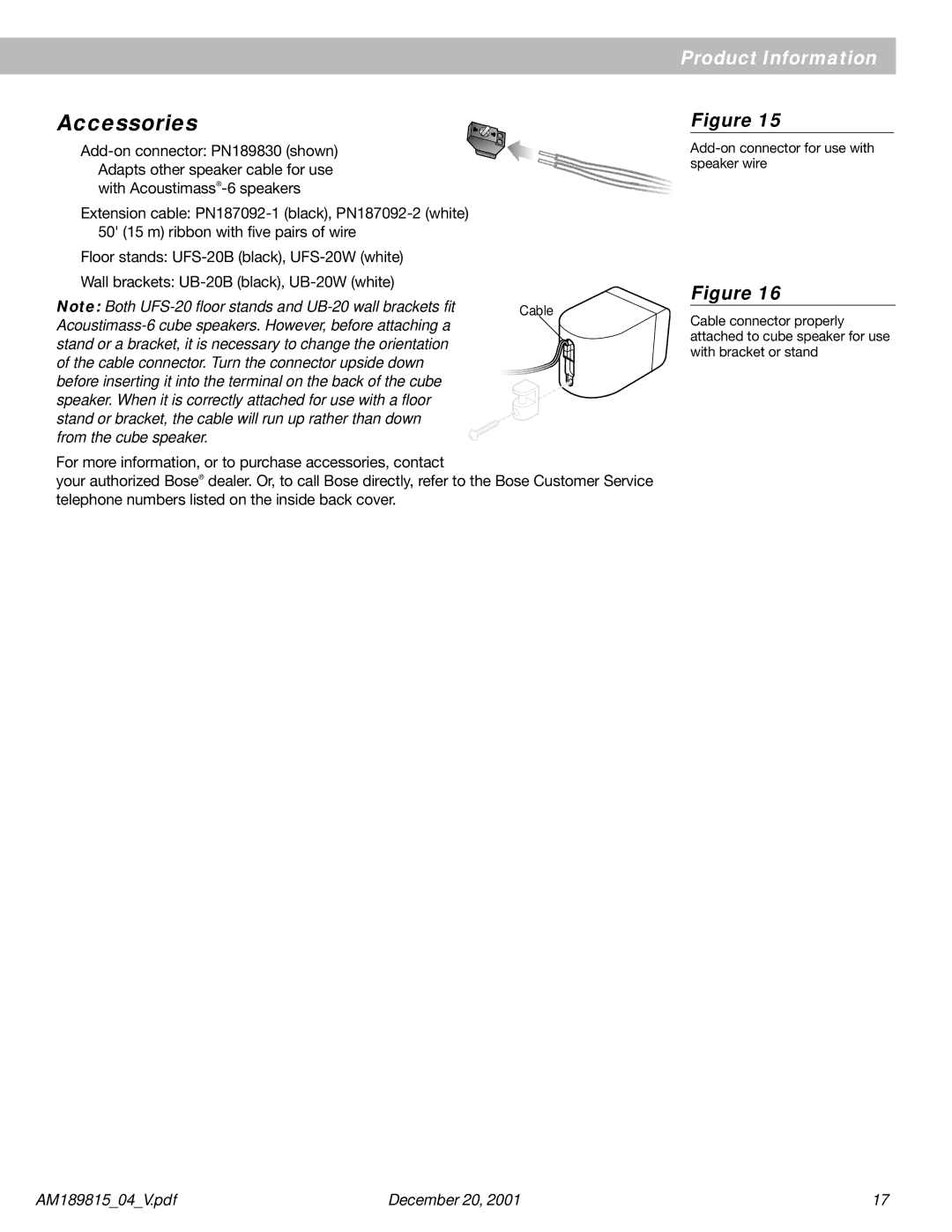 Bose 6 manual Accessories 