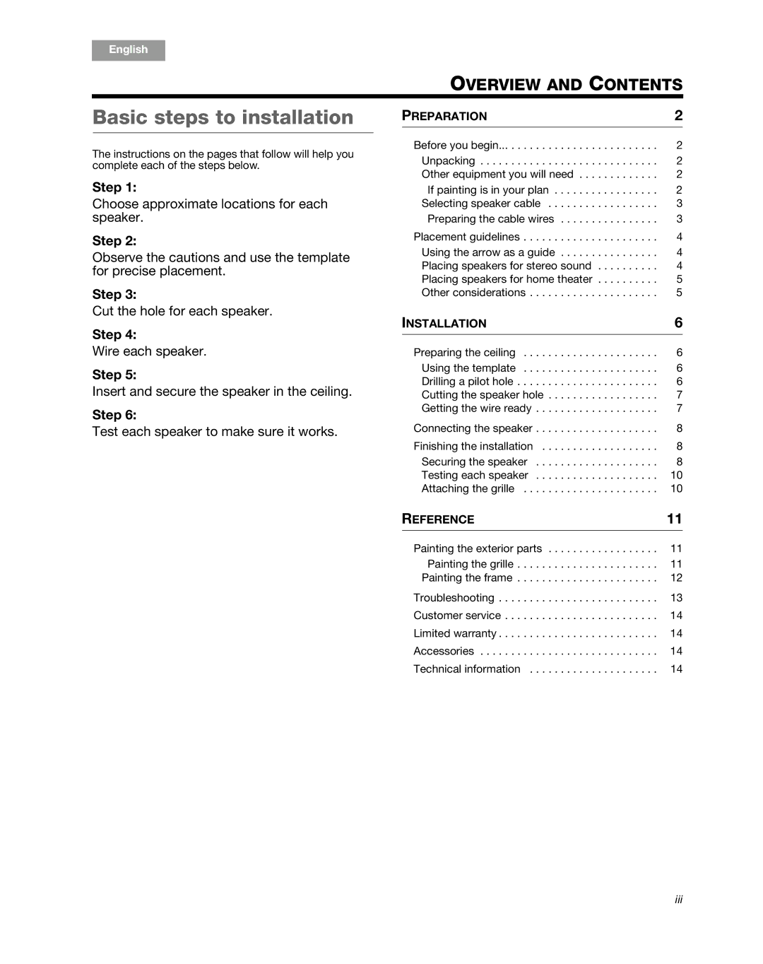 Bose 791 manual Basic steps to installation, Test each speaker to make sure it works 