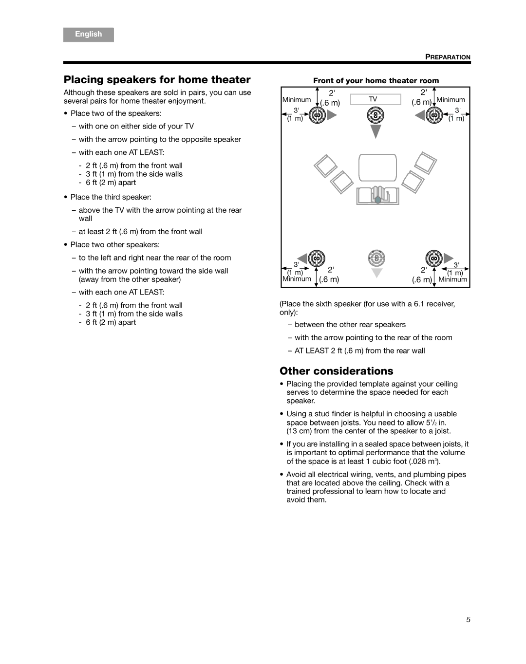 Bose 791 manual Placing speakers for home theater, Other considerations, Front of your home theater room 