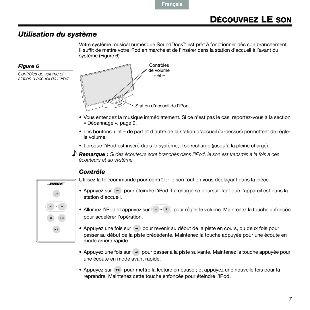 Bose 89, 336 manual Découvrez LE SON, Utilisation du système, Contrôle 